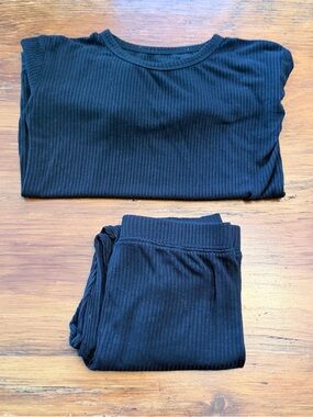 3T black ribbed bamboo pajamas